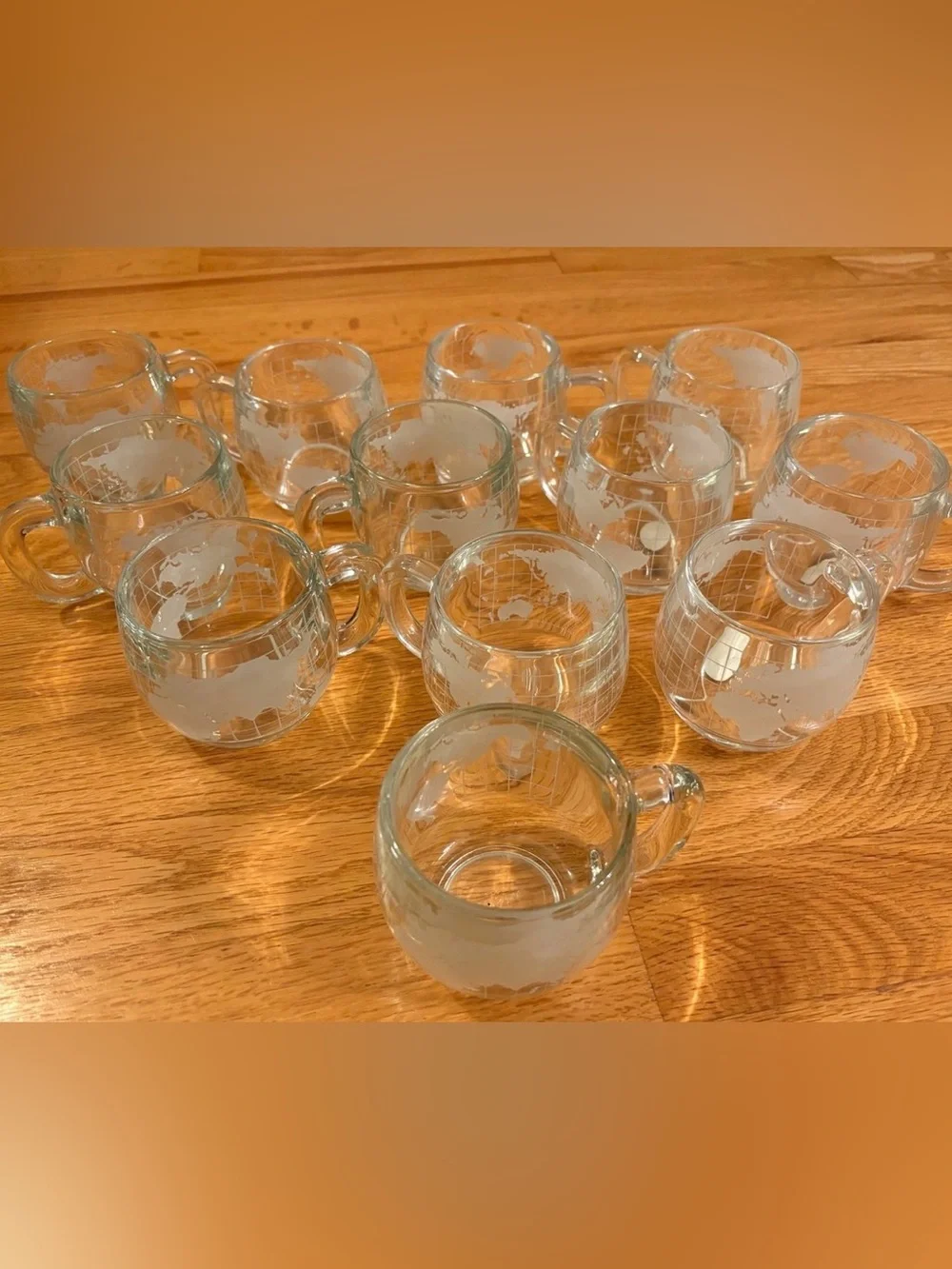 Complete and Rare Set of NEW 12 Vintage Nestle Globe Mugs with original branding